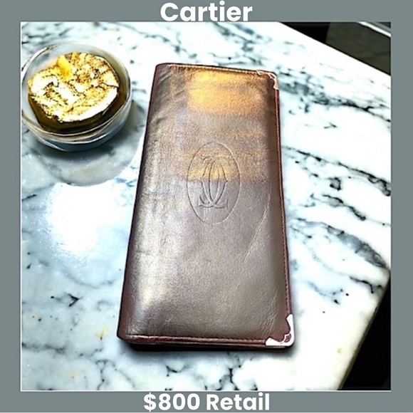 💎CARTIER💎 Vintage Cartier Mast Line Burgundy Long Wallet/Billfold.Beautiful